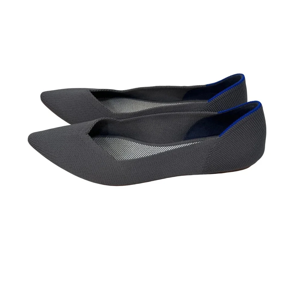 Rothys Gray Slip On Mary Jane Shoes 7.5 Preppy Quiet Luxury Office Siren Comfort